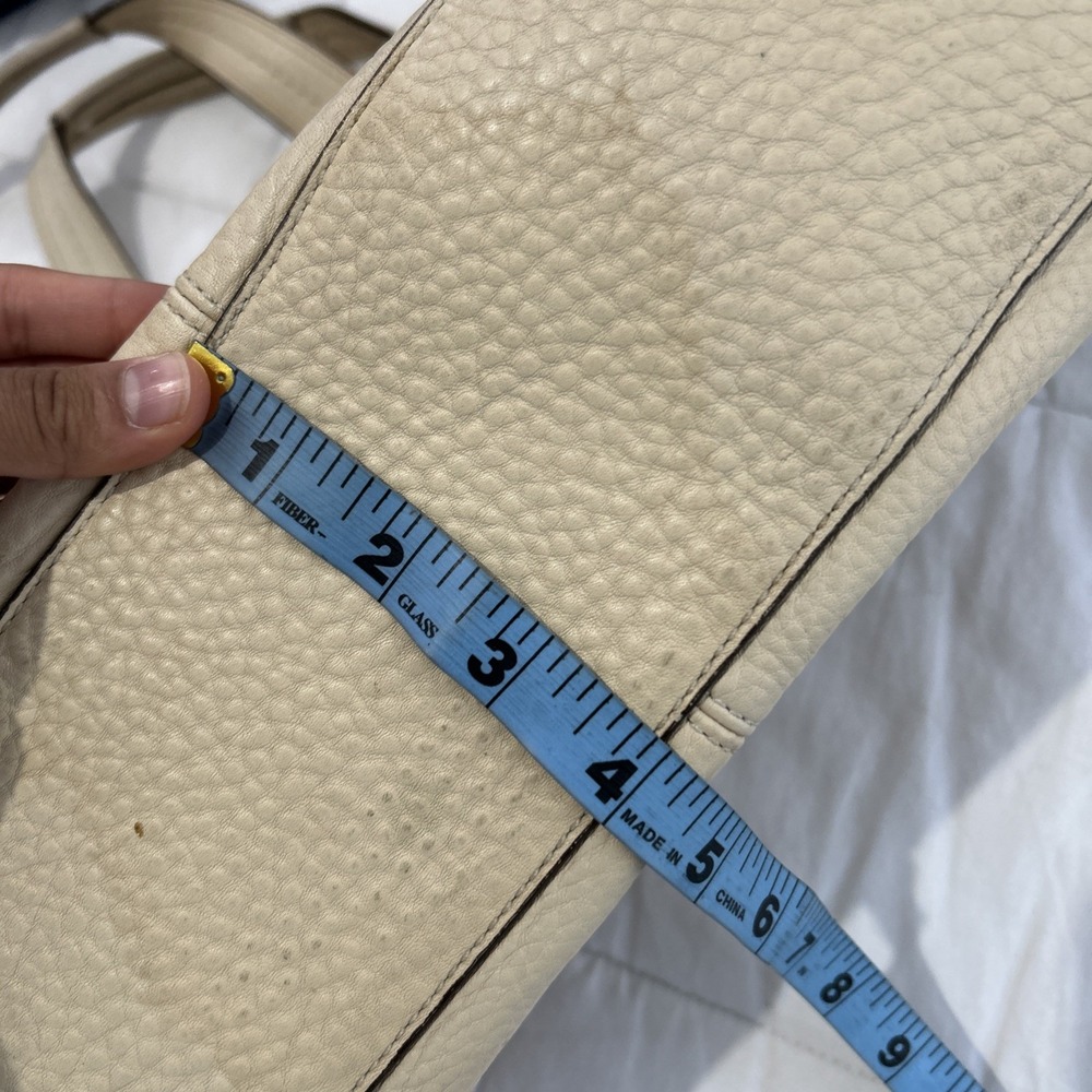 Coach Legacy Tote Bag F13732 Cream Pebbled Leather Satchel Silver Hardware Purse - Picture 15 of 16